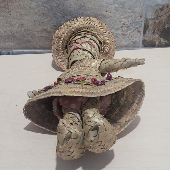 Vintage Handmade Straw Girl Doll - Picture 4 of 10